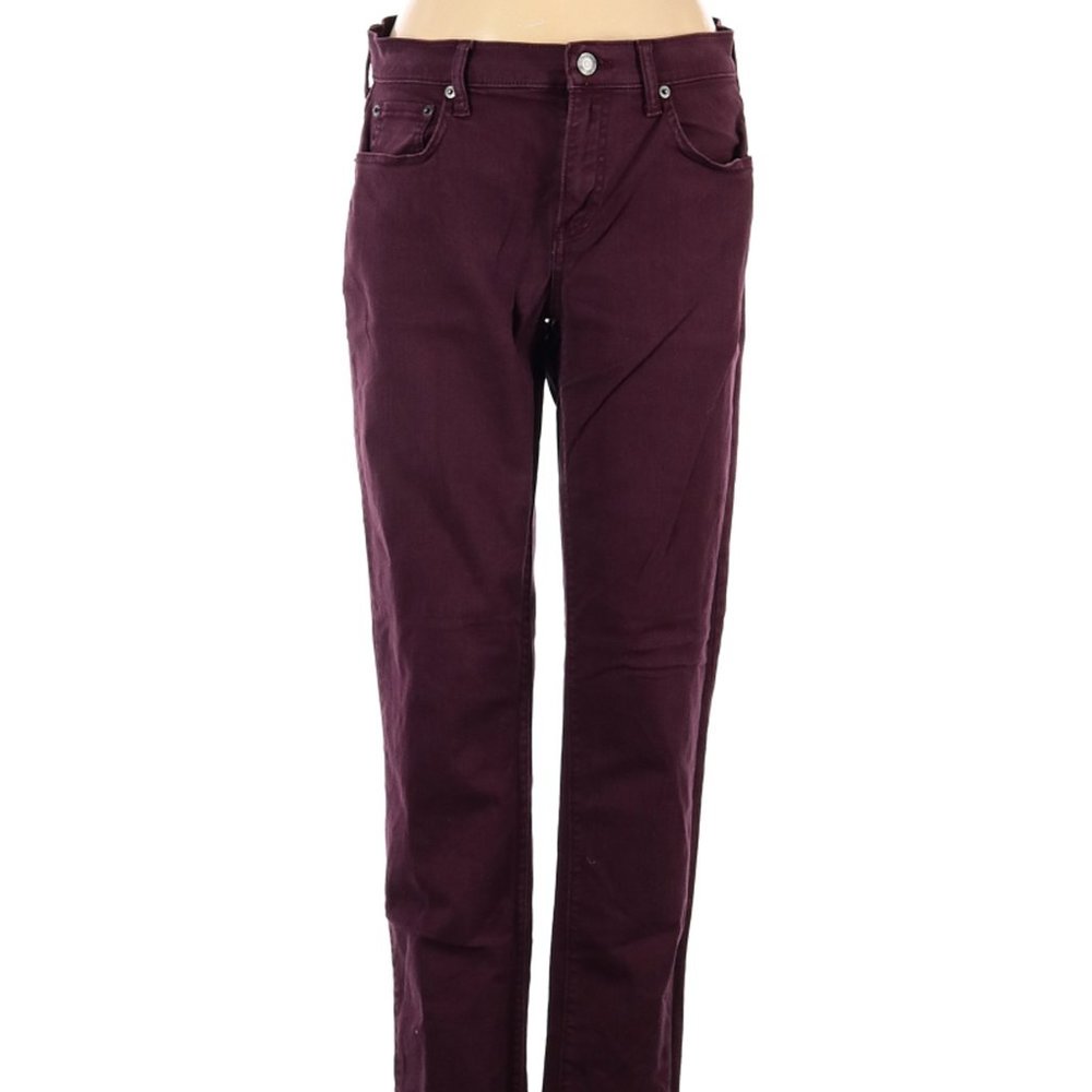 Gap Jeans Maroon Purple Straight Leg Cut Mid Rise Waist Sz 26 #155
